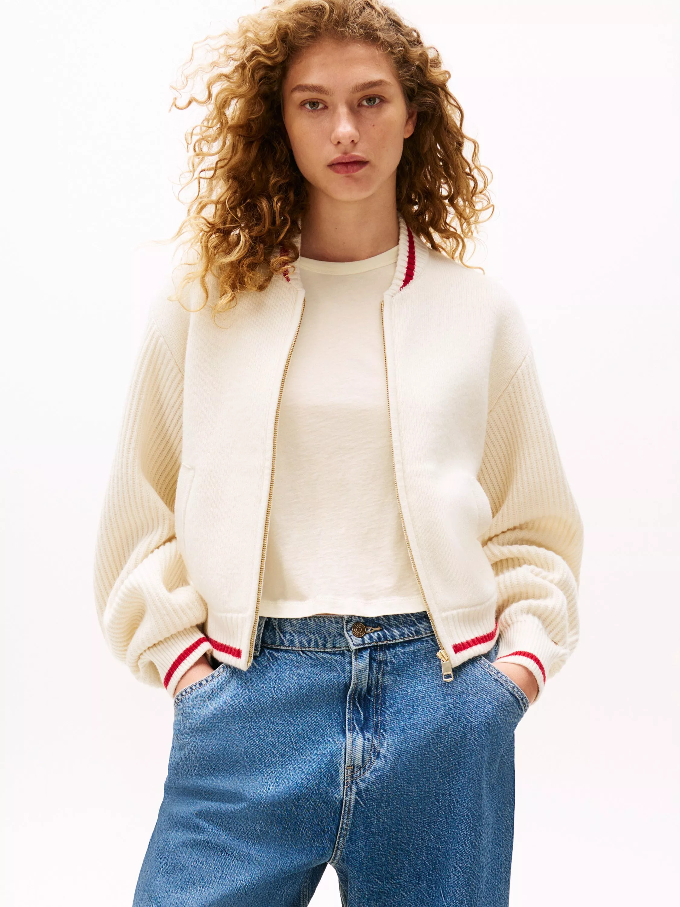 Tommy Hilfigerx Sofia Richie Grainge Wool Blend Relaxed Fit Jumper, Calico | John Lewis (UK)