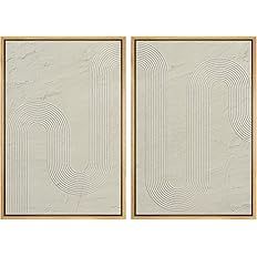 SIGNWIN Framed Canvas Print Wall Art Set Geometric Tan Pastel Color Field Landscape Abstract Shap... | Amazon (US)