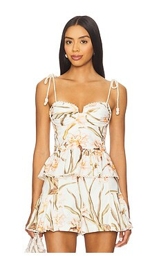 PatBO Botanic Retro Peplum Top in Off White from Revolve.com | Revolve Clothing (Global)