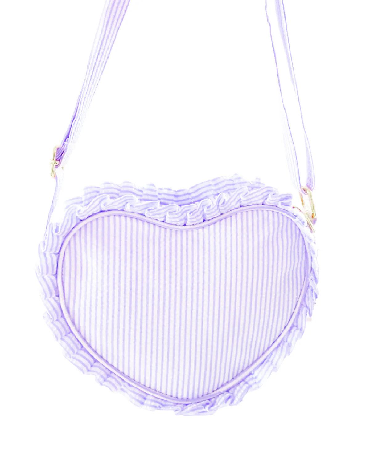 Bits and Bows Heart Purse with Monogram - Seersucker Lavender | JoJo Mommy