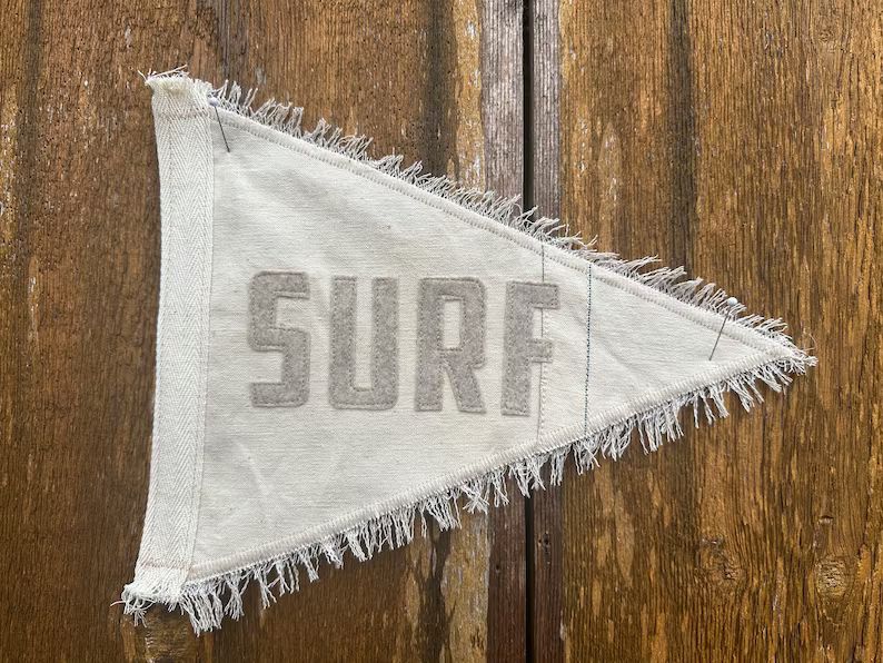 Vintage cream jib sail SURF pennant banner camp flag ocean Florida California swell beach decorat... | Etsy (US)