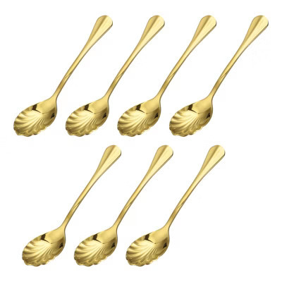 Unique Bargains Stainless Steel Shell Shape Dessert Mixing Coffee Spoon 7 Pcs Gold | Target
