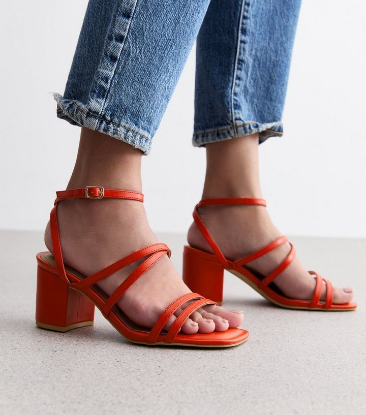 Extra Wide Fit Red Multi Strap Block Heel Sandals | New Look | New Look (UK)