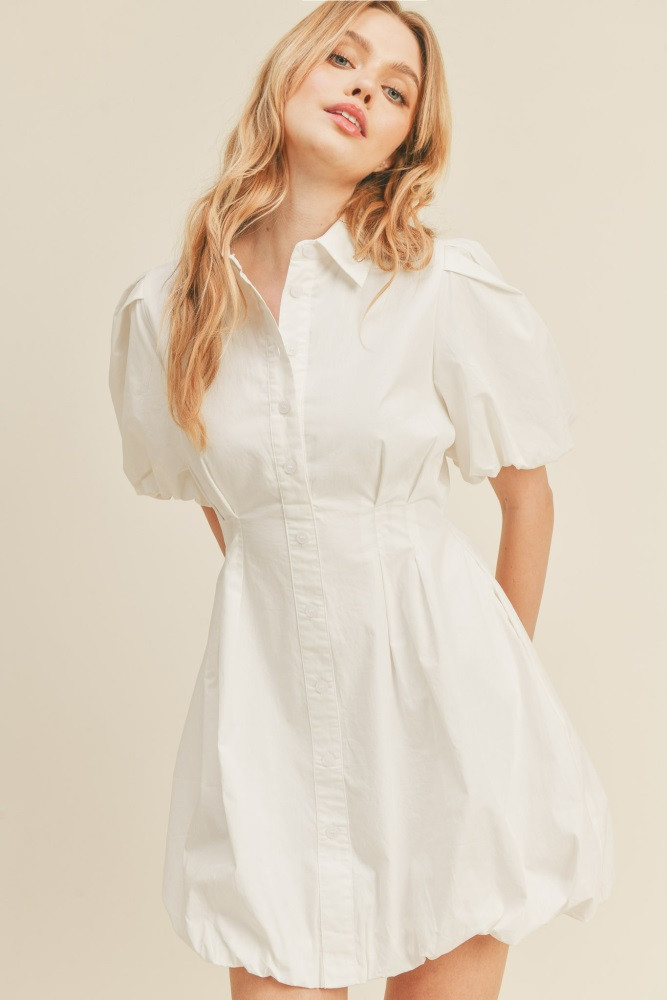 White Bubble Hem Shirt Dress | PinkBlush Maternity