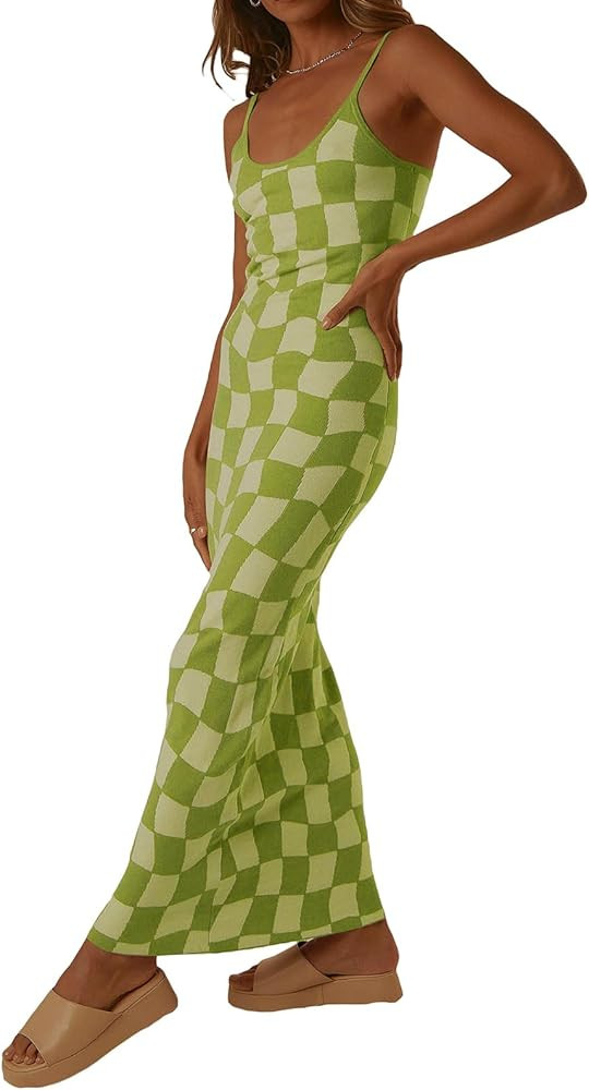 Bodycon Dresses for Women Summer Knit Hollow Out Sexy Night Out Midi Maxi Dress Sleeveless Long C... | Amazon (US)