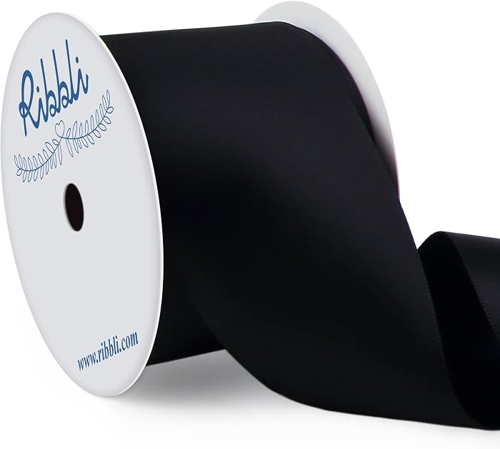Ribbli Black Double Faced Satin Ribbon, 2\u201d x Continuous 10 Yards,Use for Bows Bouquet,Gift W... | Amazon (US)