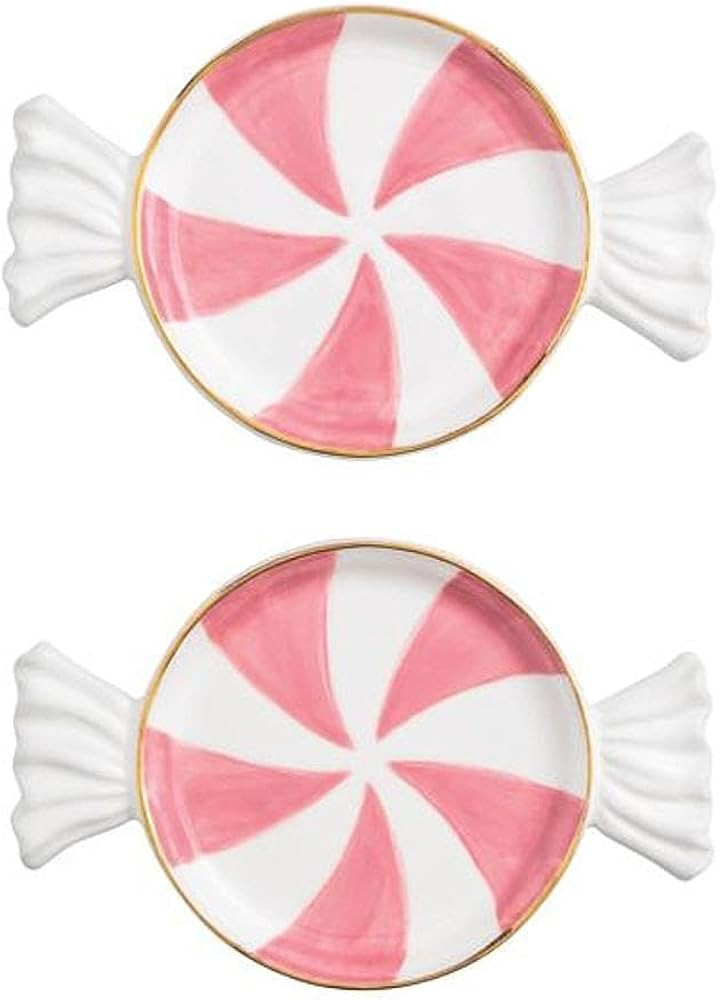 Mud Pie Christmas Pink Peppermint Tidbit Plate | Amazon (US)