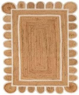 Scallop Pattern Jute Bohemian Area Rug (Off White, 3'x5') | Amazon (US)