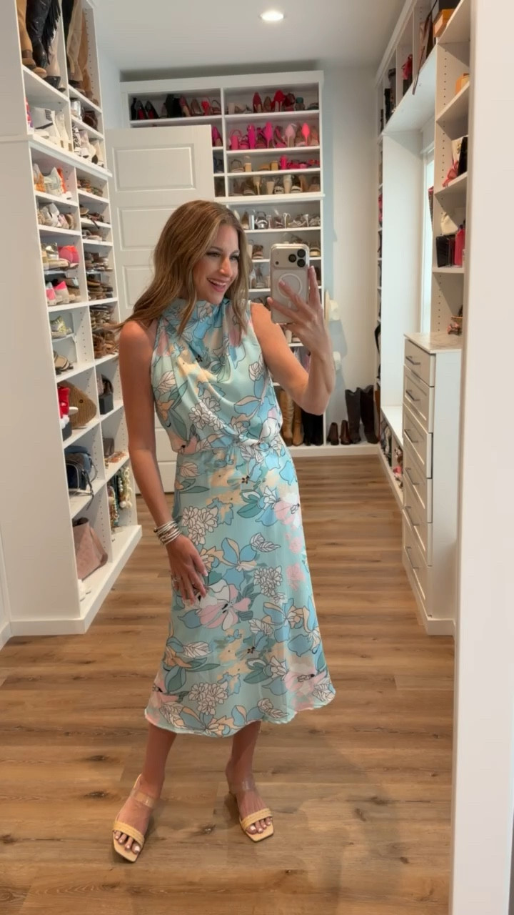 In a small dress, wedges and accessories-fits tts.

#LTKootd #LTKSeasonal #LTKgrwm