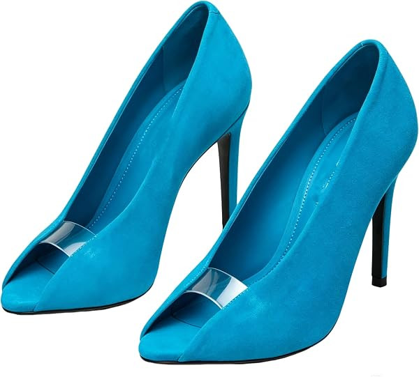 keleimusi Women's Peep Toe Pumps Clear Inset Panel High Heels Slip On Stiletto Heels Sexy Prom We... | Amazon (US)
