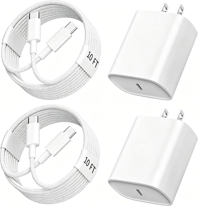 Phone 17 16 15 Charger Fast Charging,10 FT Long Braided USB C Charger Cord with 20W Type C Fast P... | Amazon (US)