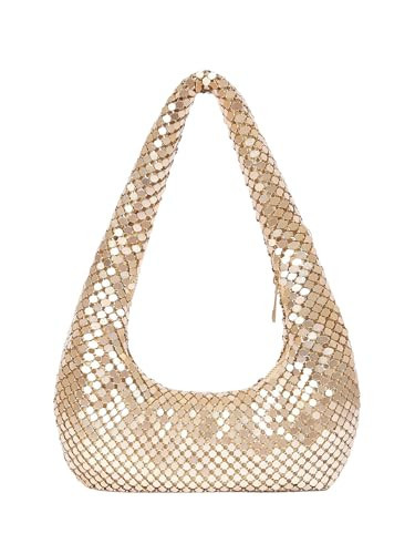 MakeMeChic Women's Metallic Glitter Sequin Underarm Bag Party Evening Hobo Handbags Gold One Size | Amazon (US)
