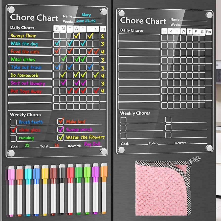 Acrylic Magnetic Chore Chart for Kids,Chores Chart for Fridge Refrigerator,Dry Erase Behavior Cho... | Amazon (US)