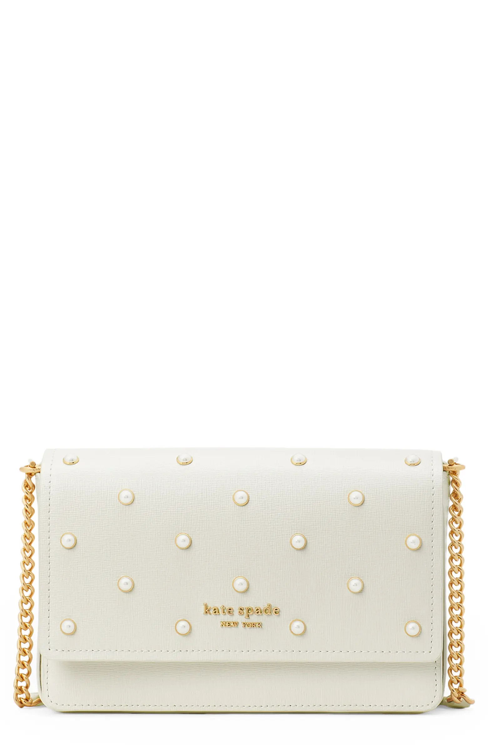 morgan imitation pearl flap chain wallet | Nordstrom