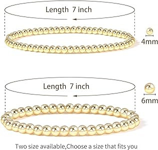 Badu Gold Bead Bracelet for Women 14K Gold Plated Bead Ball Bracelet Stretchable Elastic Hypoalle... | Amazon (US)
