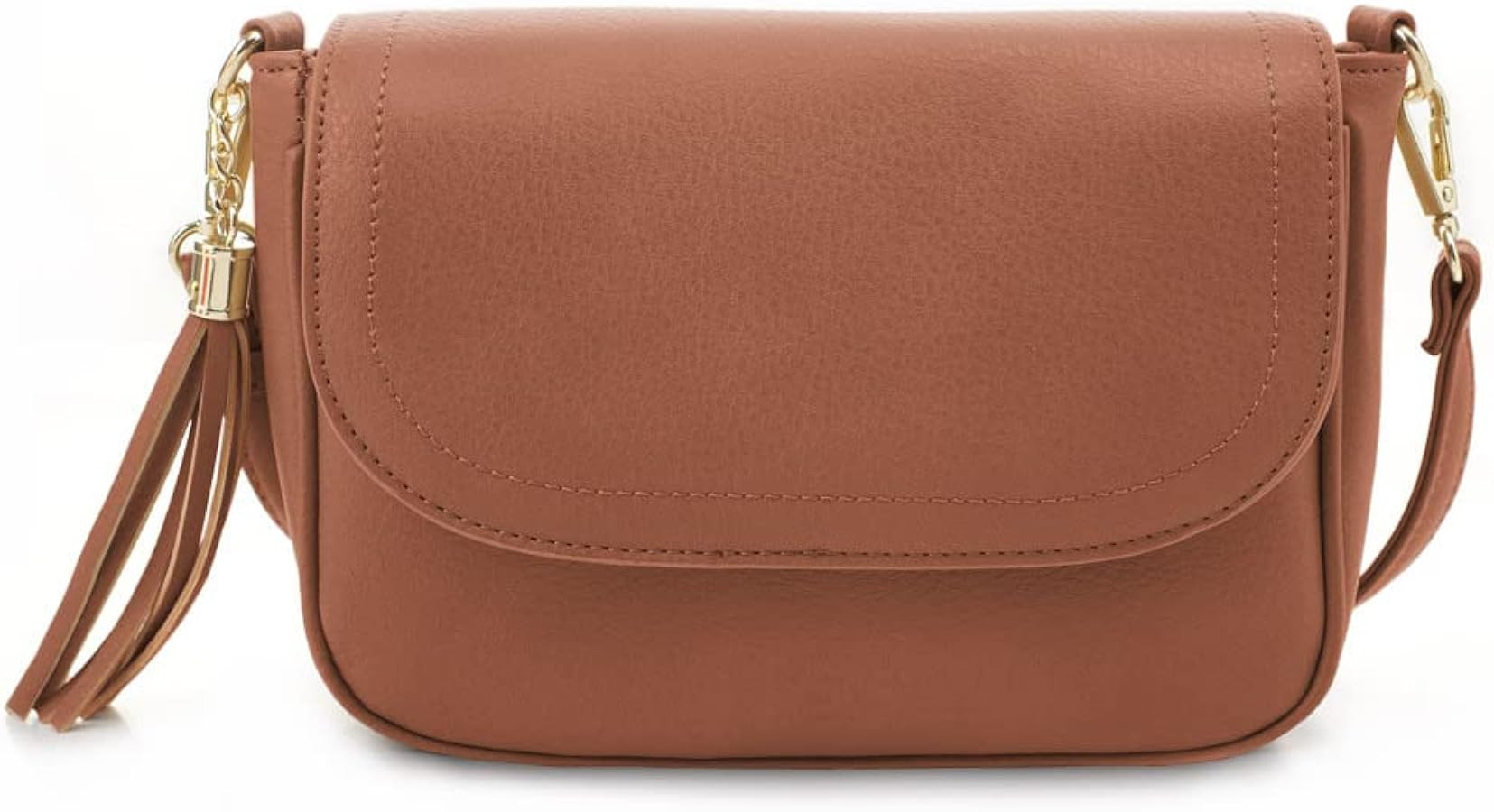 EVVE Small Crossbody Bags for Women Trendy Flap Saddle Purses with Tassel Vegan leather Shoulder ... | Amazon (US)