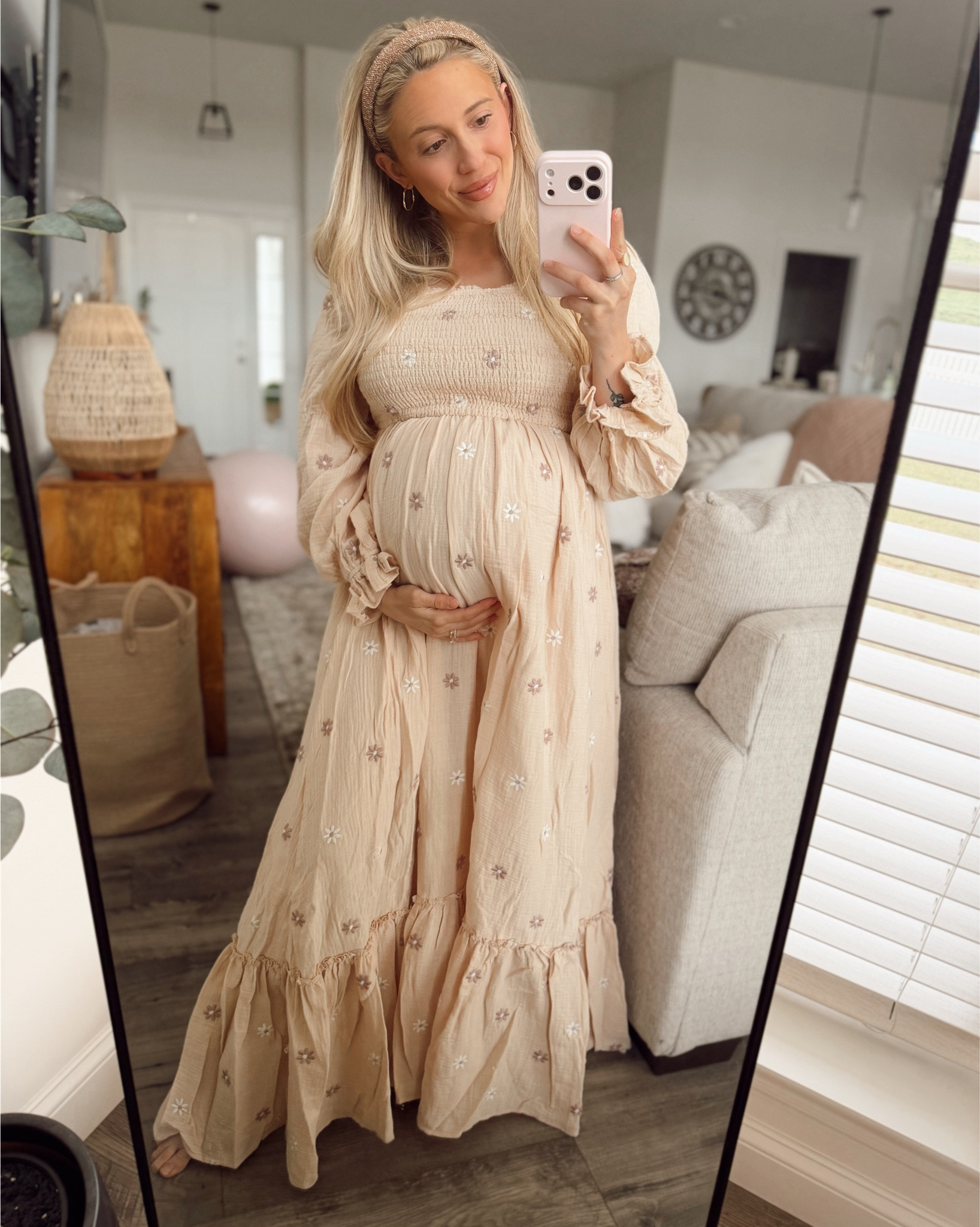 Pink blush maternity dress - “look for less” compared to the other one I wear all the time 😉 this one has a tiny bit more coverage for the girls 🍈🍈 so cute - size small! 

Bump friendly dress and perfect for a spring bump friendly / maternity dress! Easter dress option too! 

#LTKootd #LTKBump