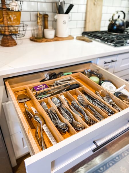 My favorite drawer utensil organizer!
Adjustable, bamboo and affordable! 
I’ve had it for over 3 years and it’s perfect! 

#LTKFind #LTKhome #LTKunder50