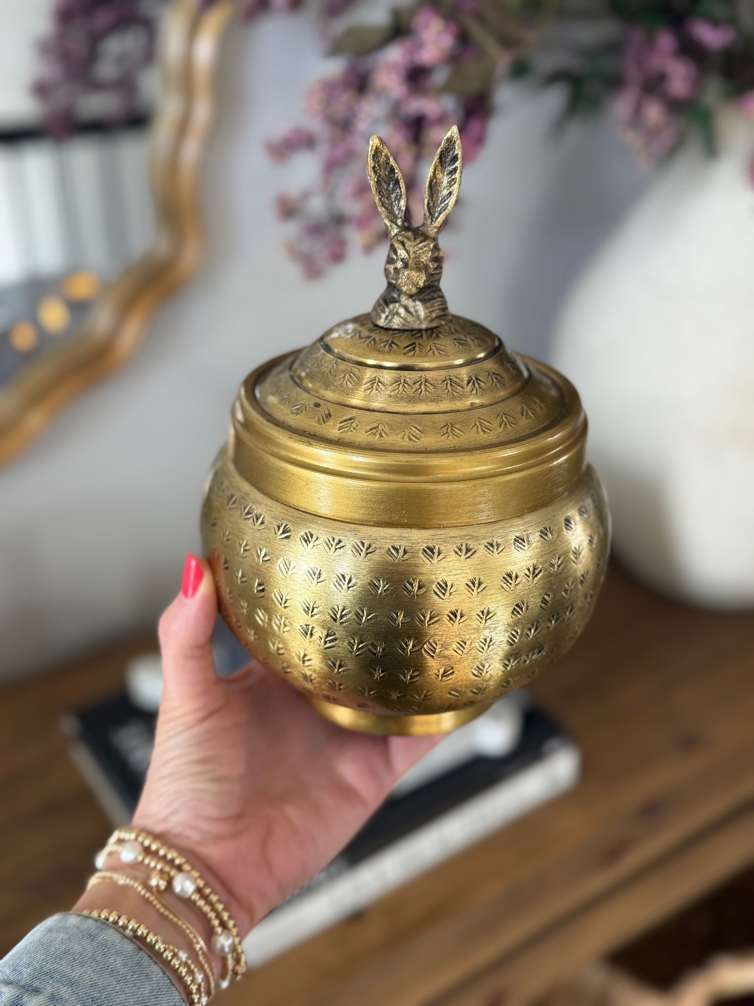 Brass bunny canister! 

#LTKHome #LTKSeasonal
