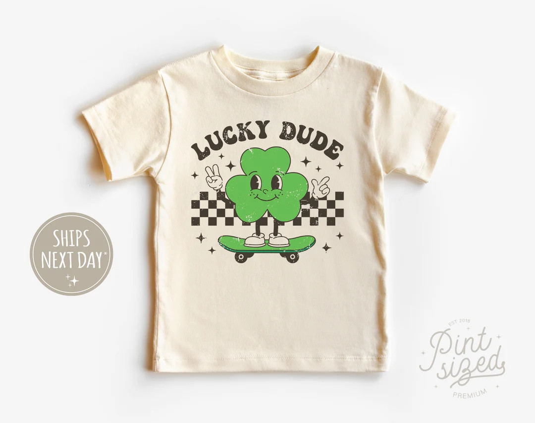 Lucky Dude Toddler Shirt Retro St Patrick's Day Tee Cute Natural Irish Kids Shirt - Etsy | Etsy (US)