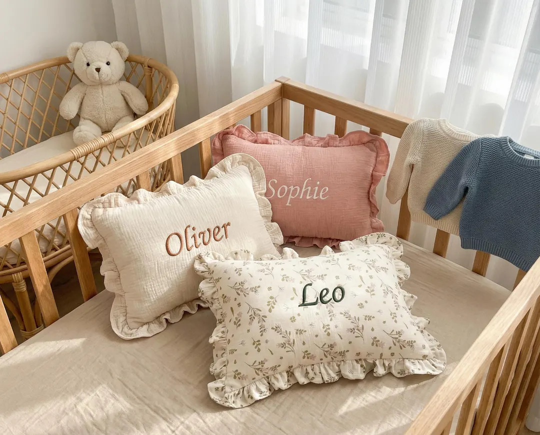 Custom Baby Name Pillow, Personalized Nursery Decor, Newborn Keepsake, Baby Shower Gift, Embroide... | Etsy (DACH)