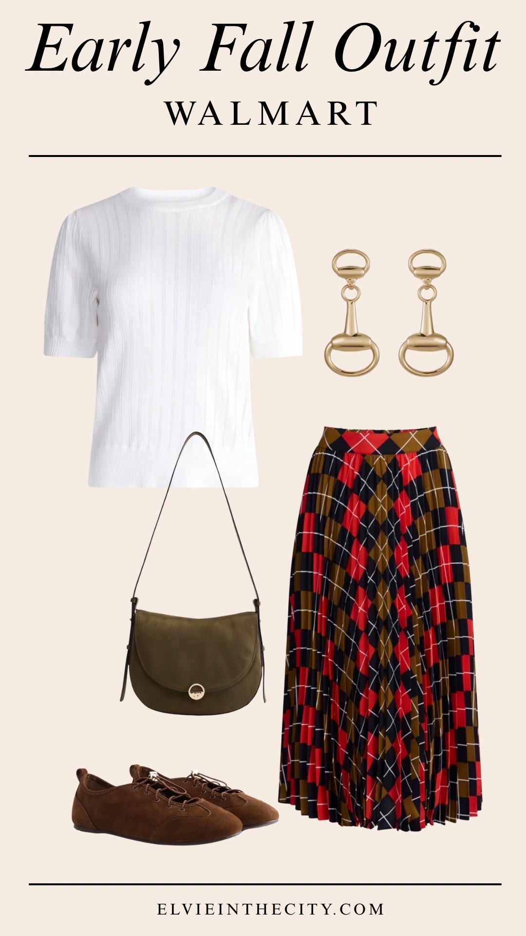 This early fall outfit from Walmart includes a white Pointelle sweater, an argyle pleated maxi skirt, lace faux sneakers, n olive crossbody handbag, and gold-toned drop earrings. 


Walmart finds, fall finds, over 50 style, midlife fashion, petite fashion,midlife women, affordable fashion, fashion over40

#LTKOver40 #LTKPetite #LTKmomlife