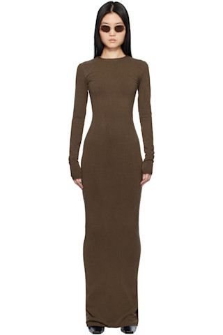 Brown LS Maxi Dress | SSENSE