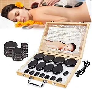 Granpay 16 Hot Stones Massage Set with Warmer,Hot Stones for Massage with Heater Kit, Electric Ba... | Amazon (US)