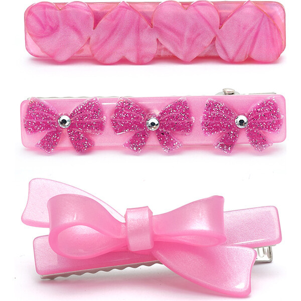 Bows and Hearts Pink Shades Hair Clips | Maisonette