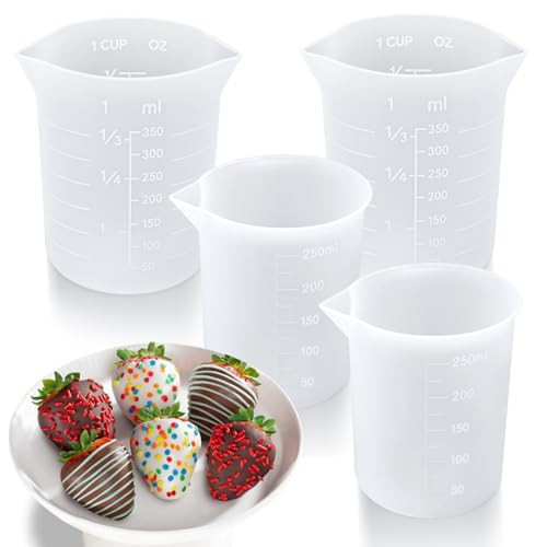 Palksky Silicone Cups for Melting Chocolate, 4PCS Silicone Measuring Cups with 250 & 350ml Capacity, Reusable Baking Supplies for DIY Chocolate Molds | Amazon (US)