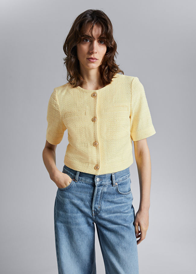 Cropped Short-Sleeve Tweed Top | & Other Stories US