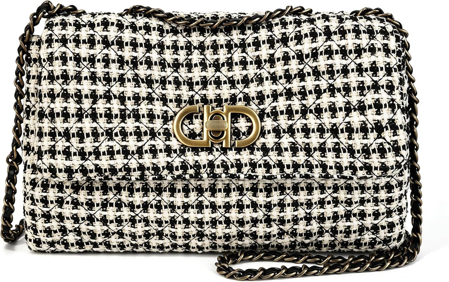 Tweed Crossbody Bag for Women,Elegant Quilted Shoulder Bag Handbag | Amazon (US)