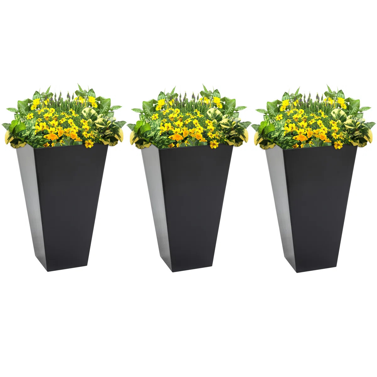 Tall Planters with Drainage Hole, 28" Outdoor Flower Plant Pots (Set of 3) | Wayfair North America