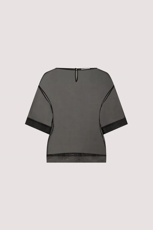 SIAN BLACK SILK ORGANZA TEE | DISSH