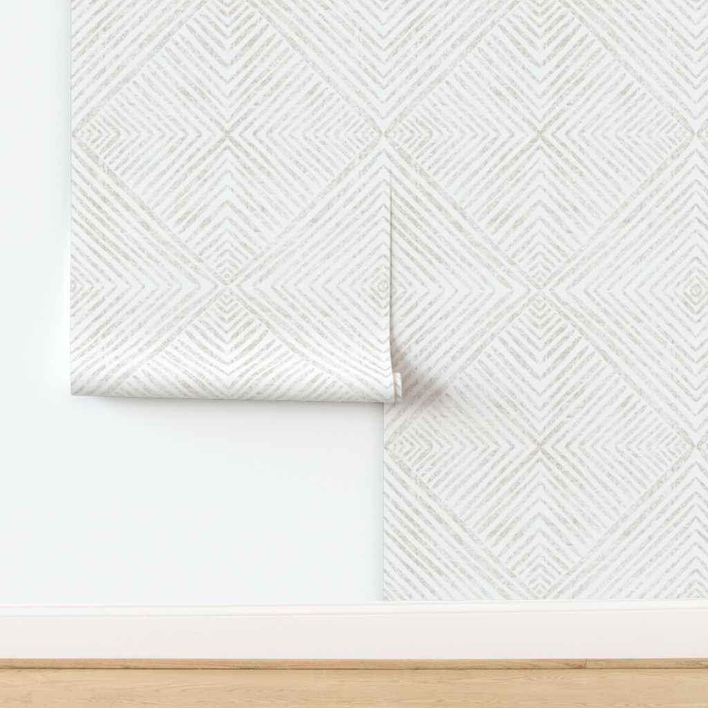 Minimalistic Stripy Squares in Distressed Beige texture on white Wallpaper | Spoonflower | Spoonflower