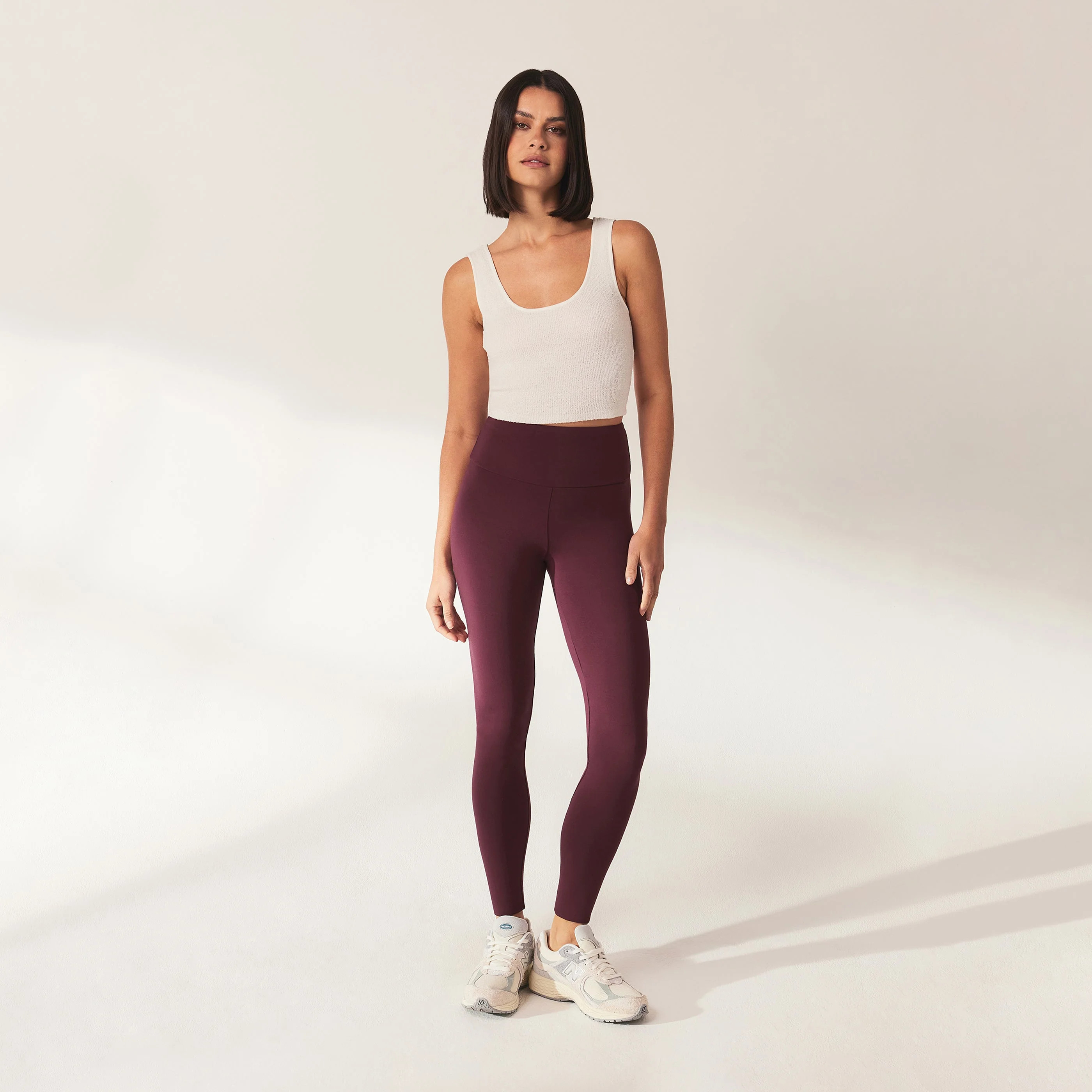 Curve Lightweight Everyday High Waisted Leggings | Burgundy | LOVALL