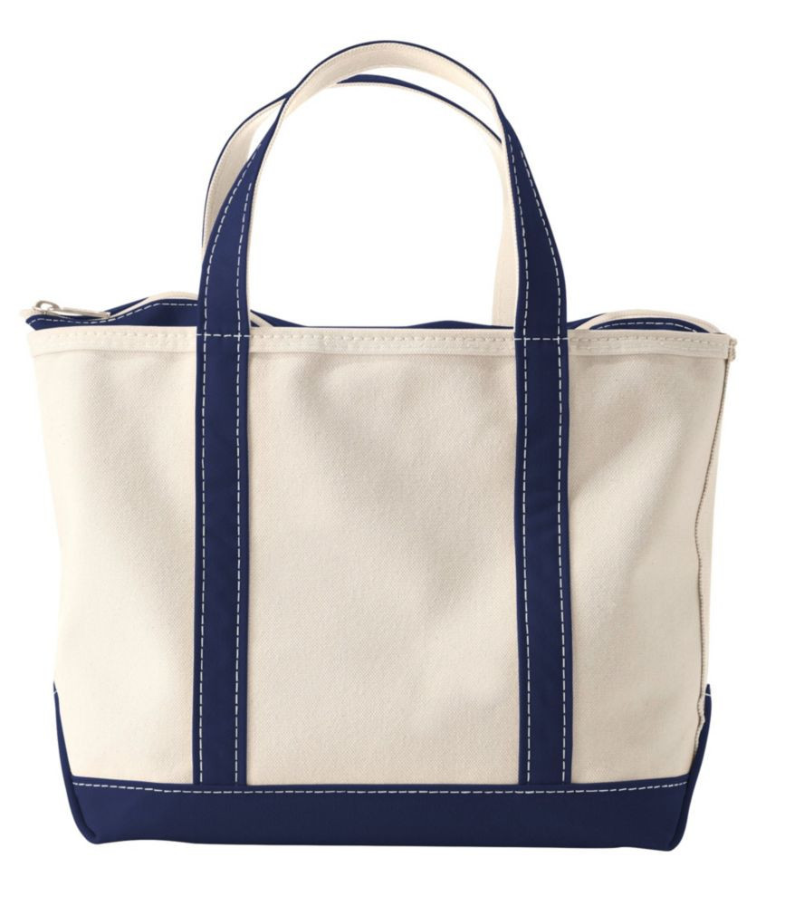 Boat and Tote, Zip-Top Blue Trim Reg, Canvas/Nylon L.L.Bean | L.L. Bean