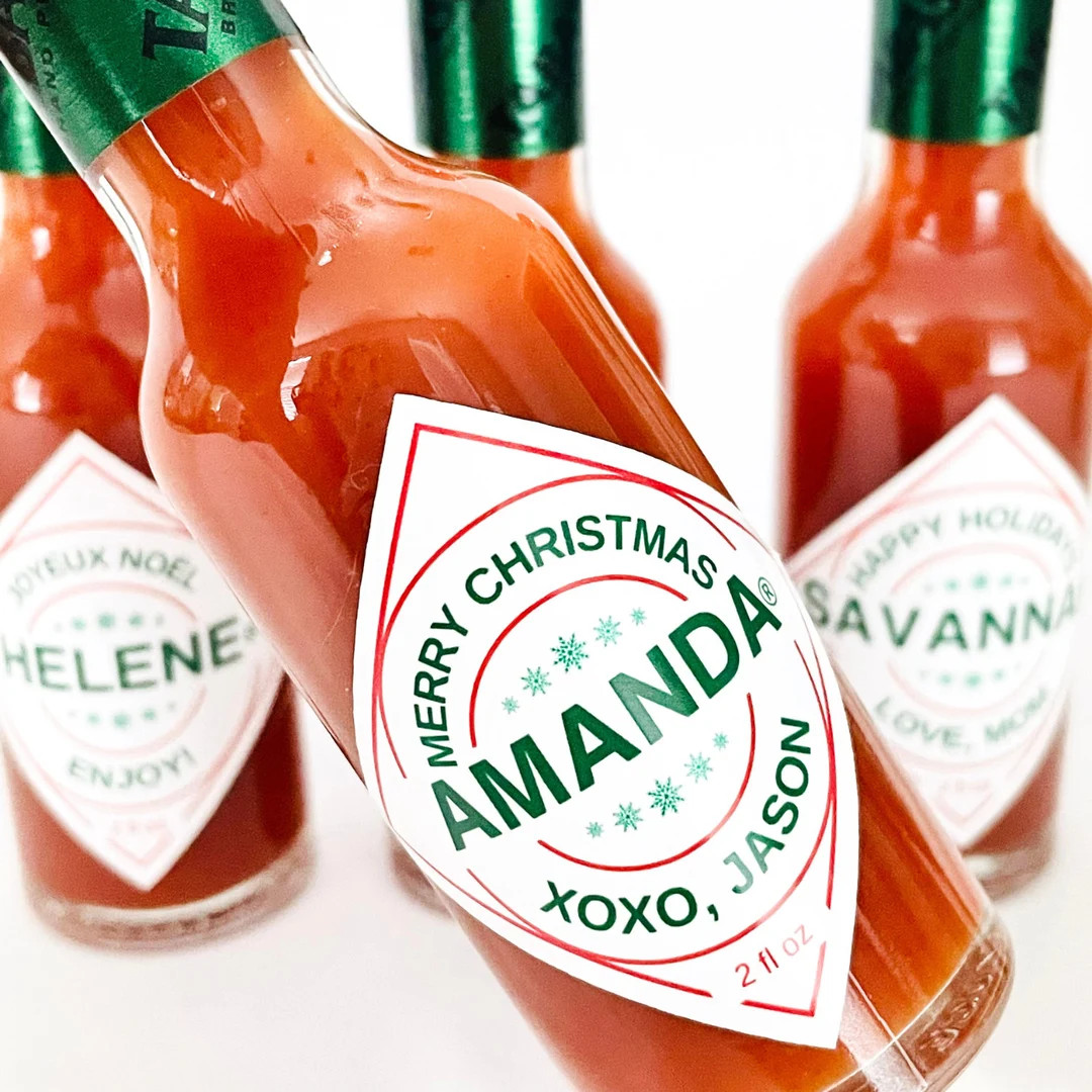 Christmas Stocking Stuffers • Custom Hot Sauce • Personalized Table Settings • Holiday Part... | Etsy (US)