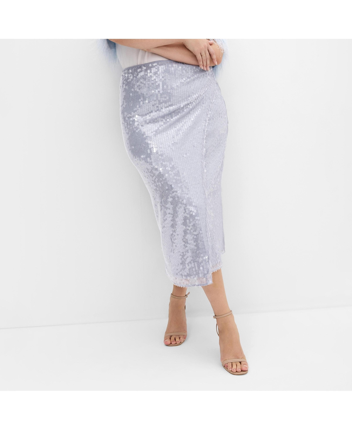 City Chic Women's Sequin Midi Skirt - Sky blue | Macy's