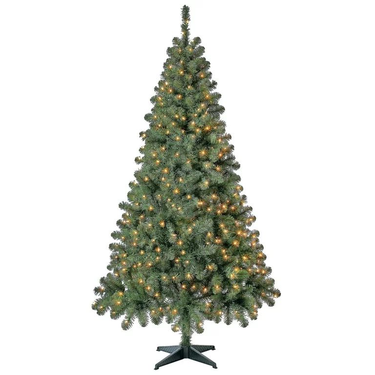 6.5 ft Pre-Lit Madison Pine Artificial Christmas Tree, Clear Incandescent Lights, by Holiday Time | Walmart (US)