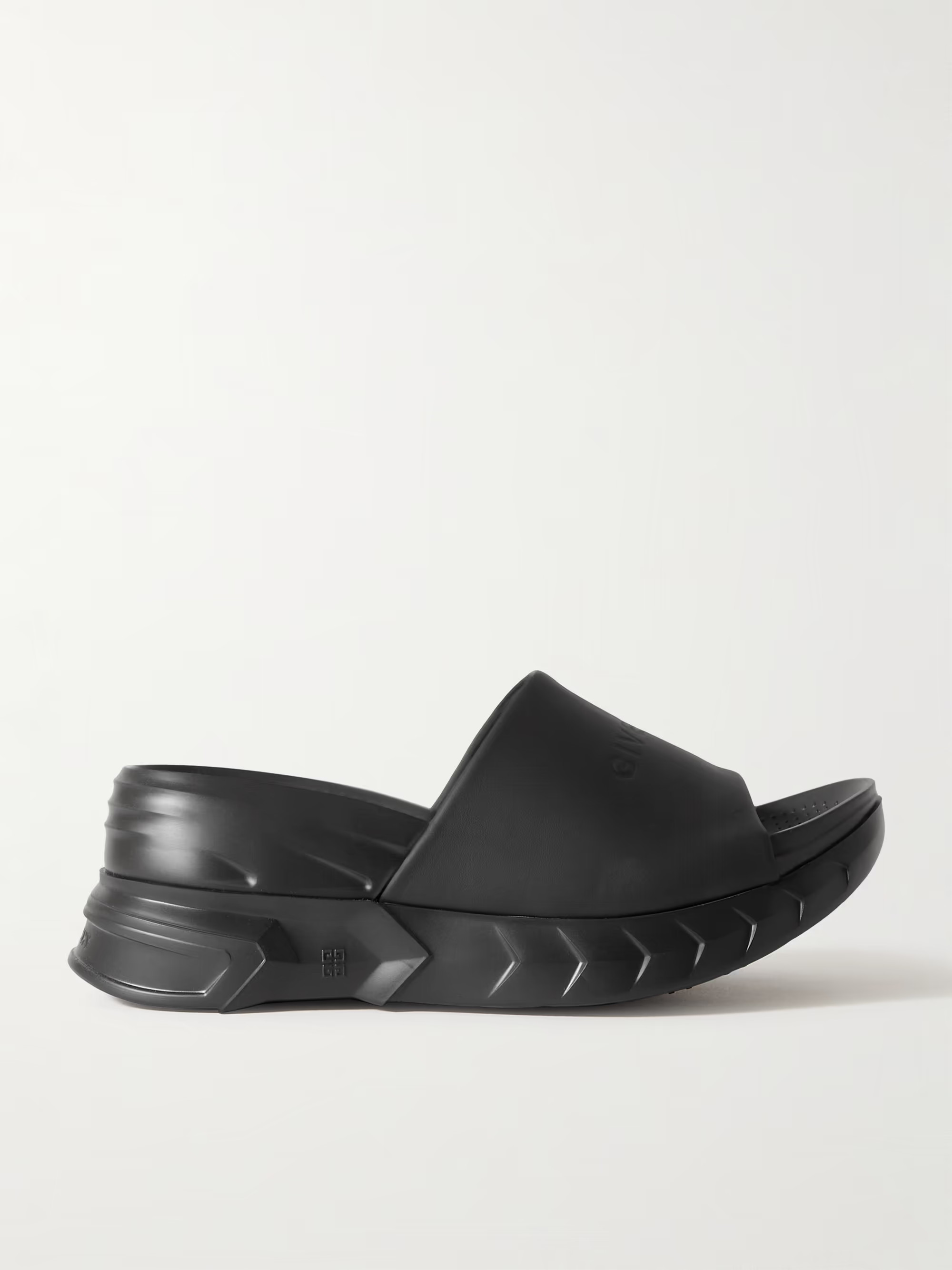 Marshmallow logo-debossed leather platform slides | NET-A-PORTER APAC