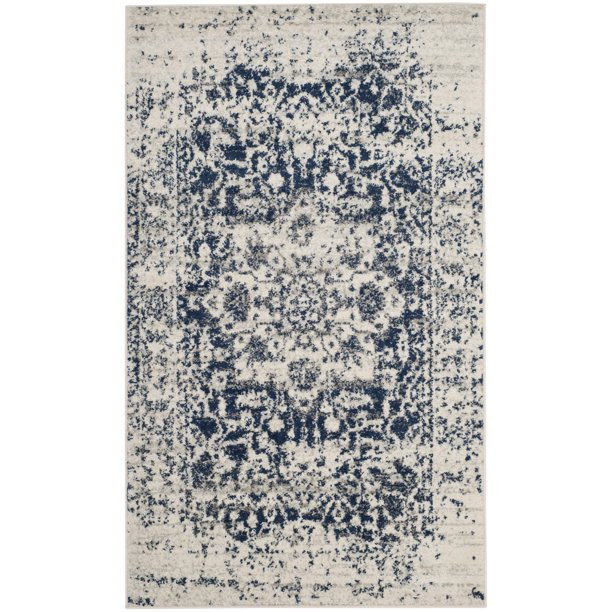 SAFAVIEH Madison Katina Traditional Area Rug, Cream/Navy, 3' x 5' - Walmart.com | Walmart (US)
