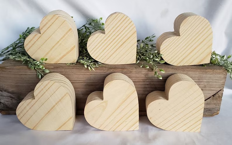 6 chunky rustic heart/tiered tray/ wood cut out/ unfinished wood heart/ diy wedding decor/ home d... | Etsy (US)
