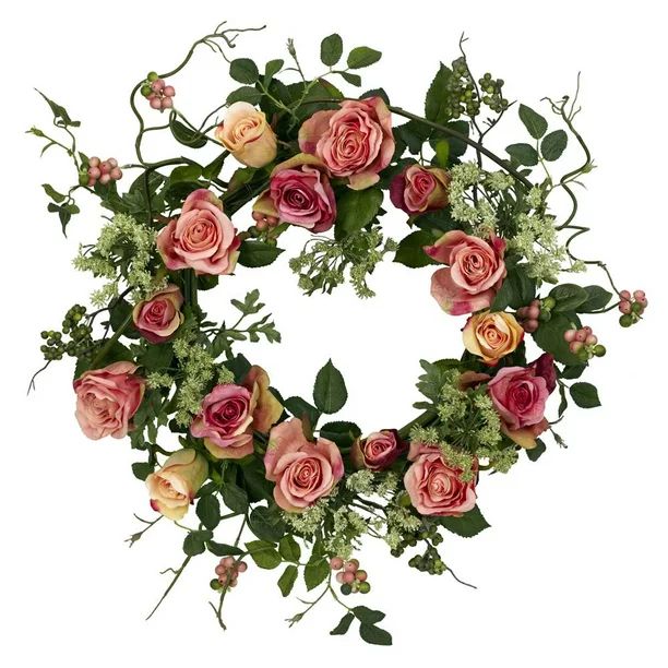 Nearly Natural Rose Wreath | Walmart (US)