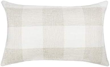 4TH Emotion Beige White Checkers Plaids Linen Lumbar Pillow Case Decorative Cushion Cover Pillowc... | Amazon (US)