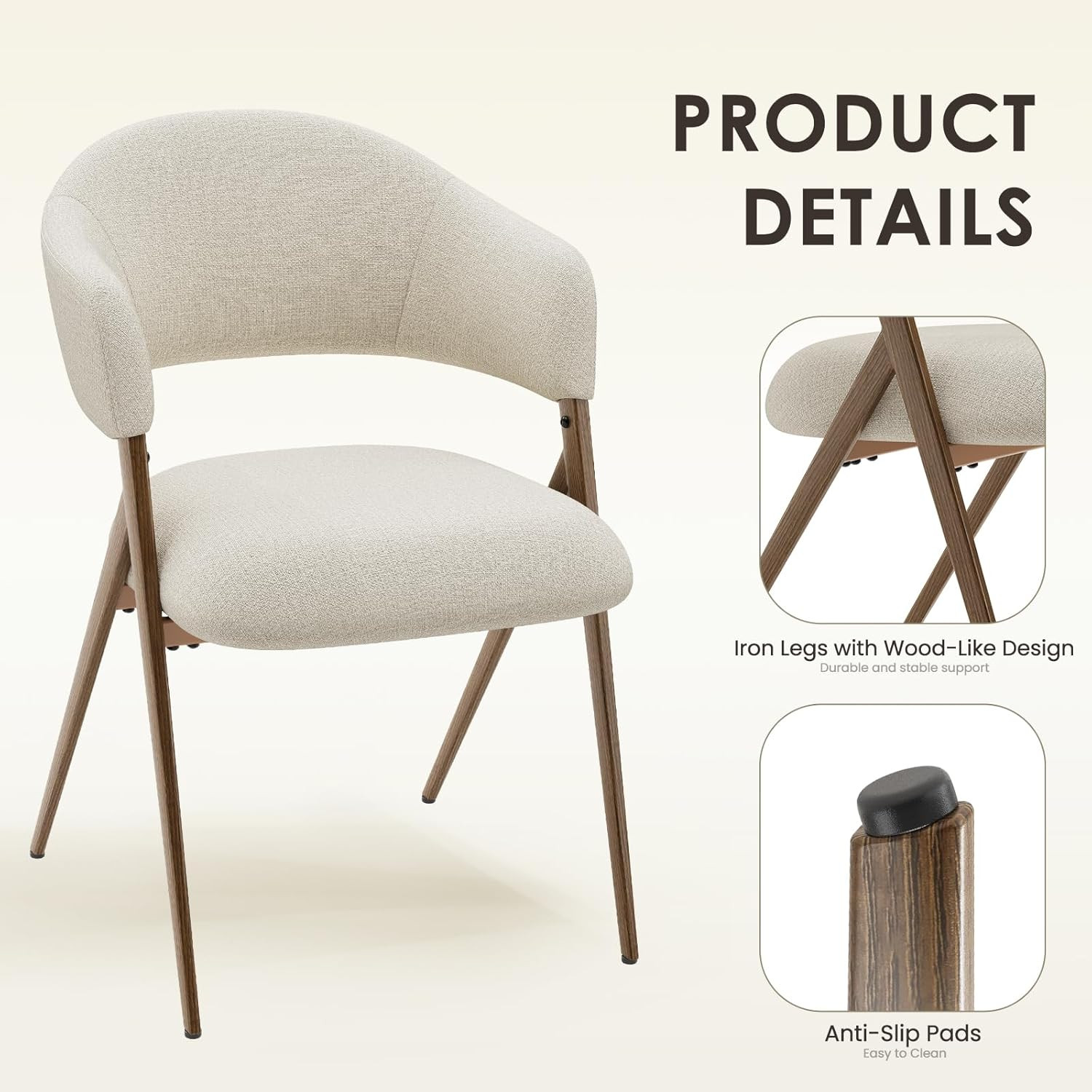 COLAMY Dining Chairs Set of 2, Modern Fabric Upholstered Dining Room Kitchen Side Chairs with Iro... | Amazon (US)