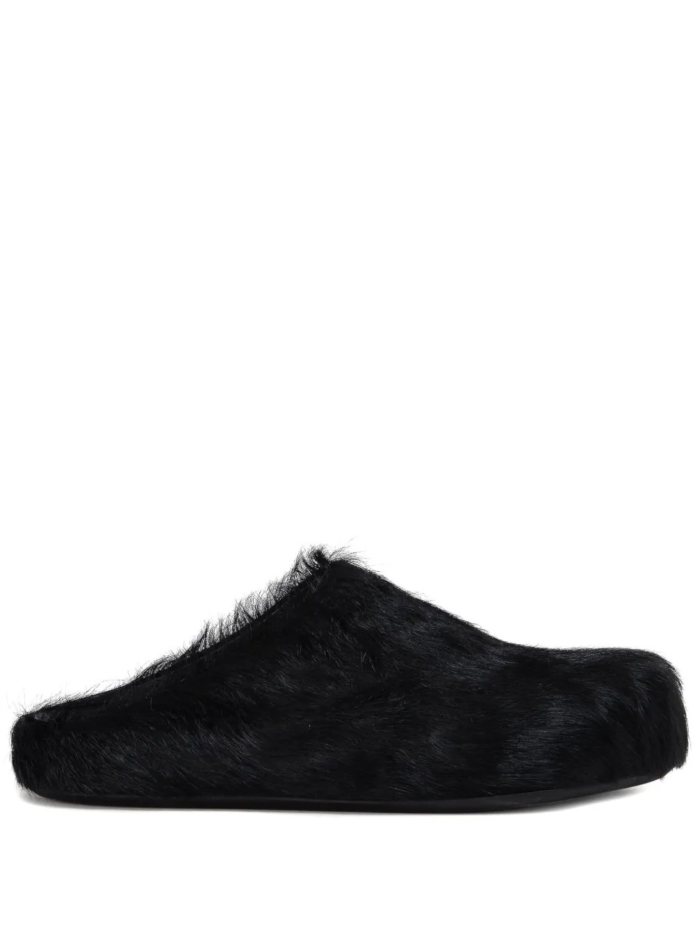 Marni Fussbet Sabot calf-hair Slippers | Black | FARFETCH | Farfetch Global