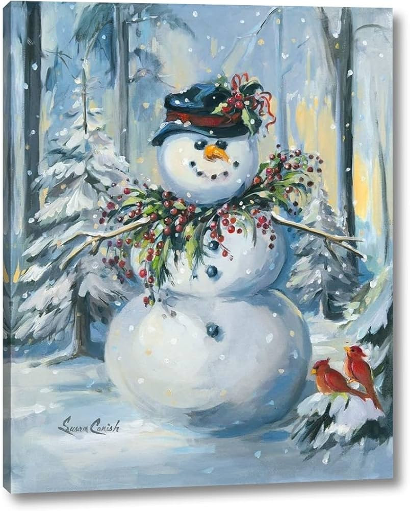 Berry Christmas by Susan Comish - 13" x 16" Canvas Art Print Gallery Wrapped - Ready to Hang | Amazon (US)