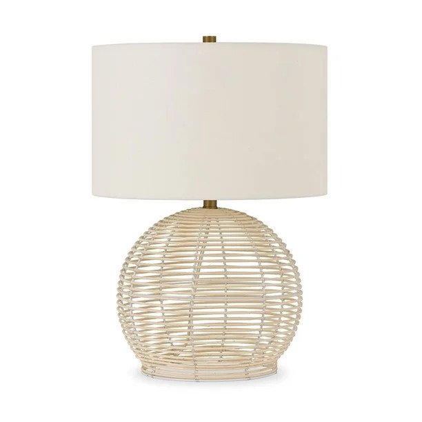 Pemberly Row 21.5" Woven Rattan Base Table Lamp in Natural and White | Walmart (US)