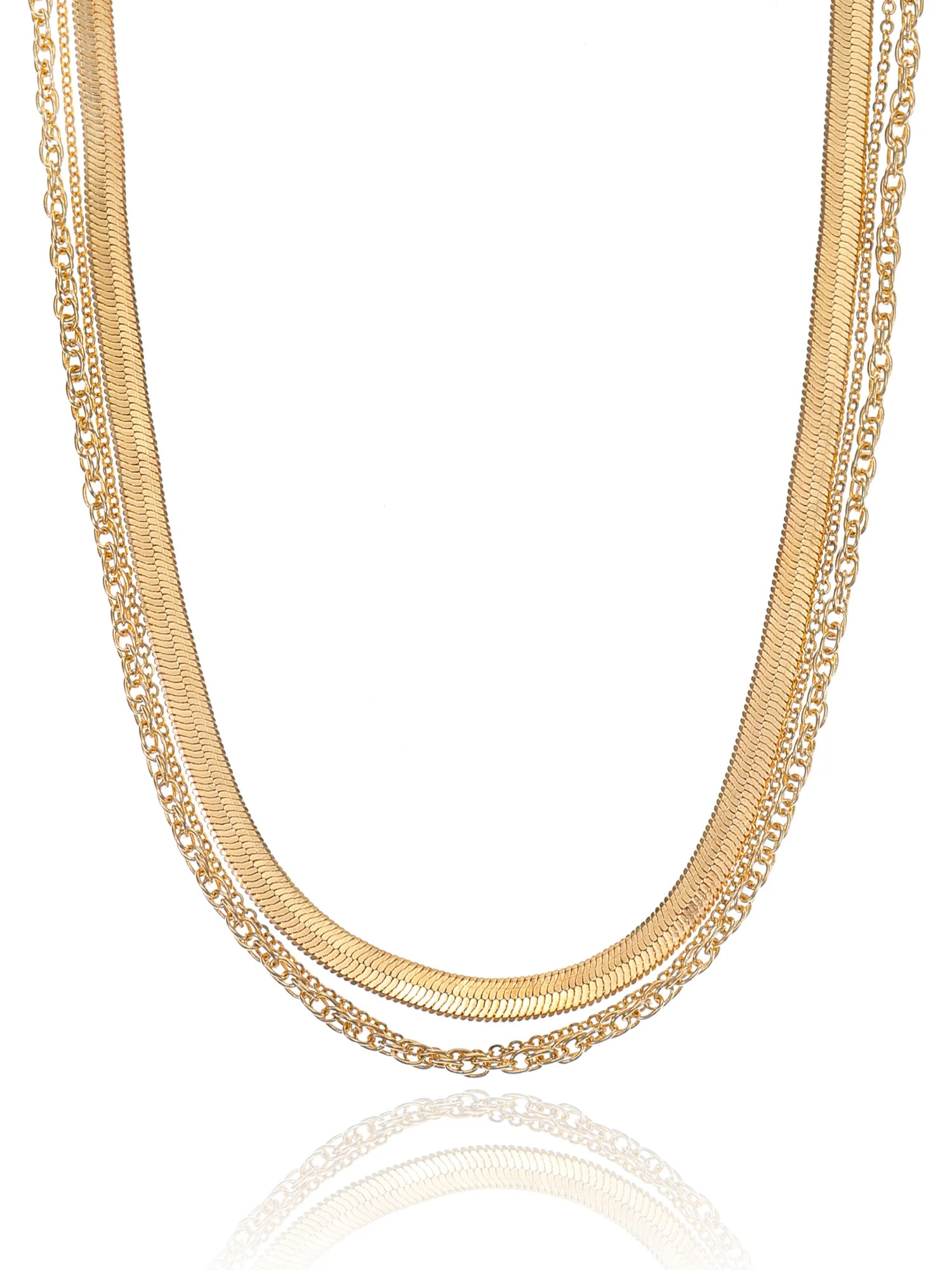 Women's Gold Chain Necklace Set, 3 Pieces | Walmart (US)